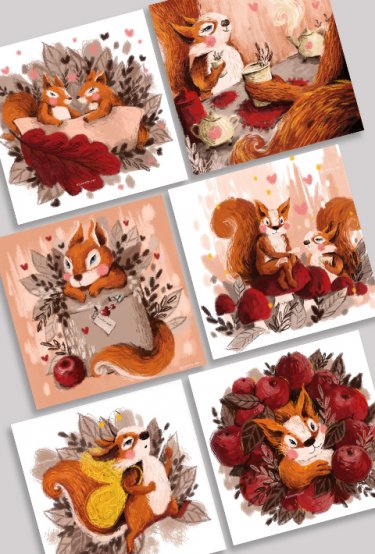 Набор открыток - Белочка (6 штук)