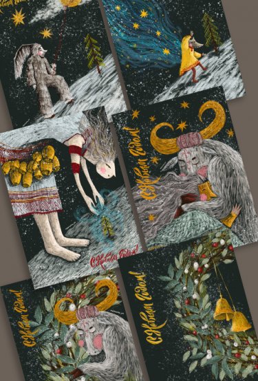 Набор Новогодних открыток Malinovka_art (6 штук) №197