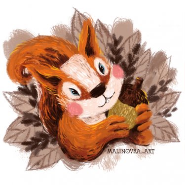 Открытка - Белка и орех №3636